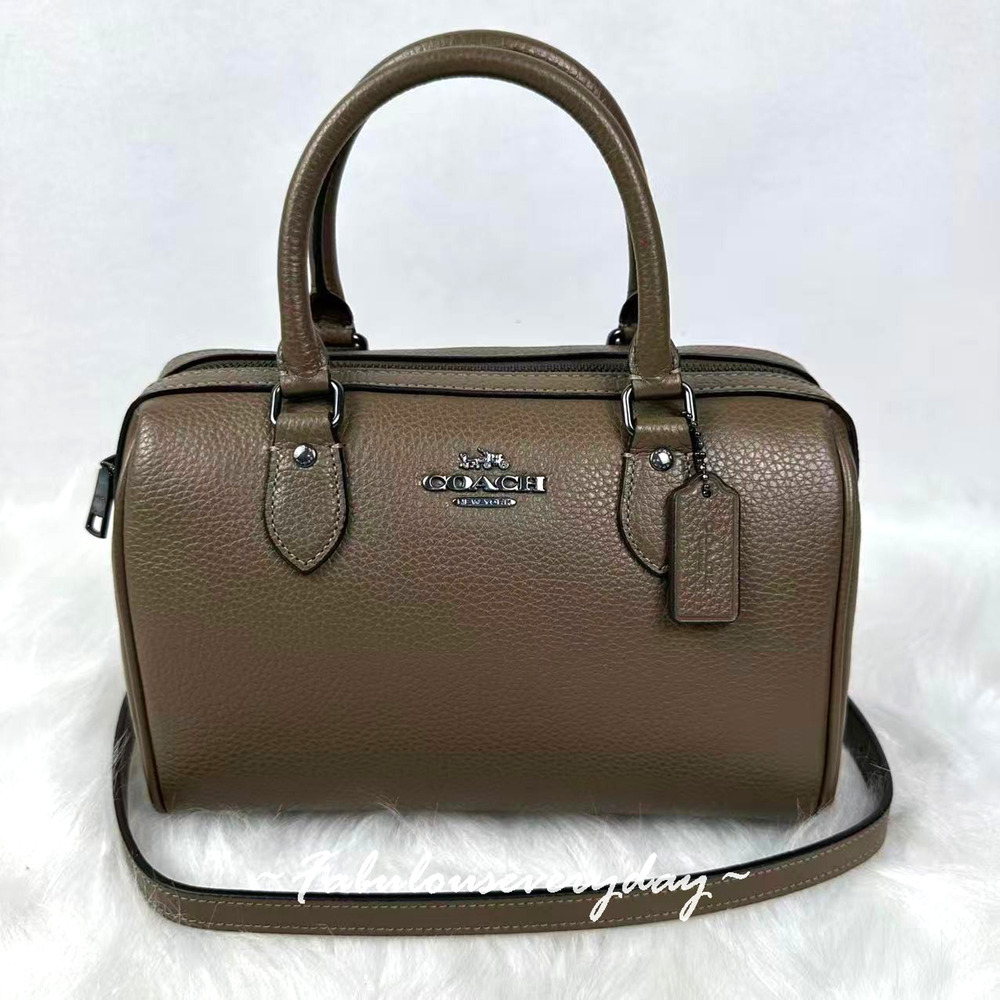 Coach Rowan Satchel Bag Crossbody In Leather/Qb/Dark Stone CV962 NWT